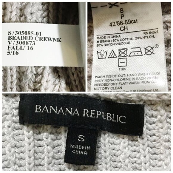 Banana Republic beaded crew neck sweater, size S, cotton blend - Picture 3 of 7